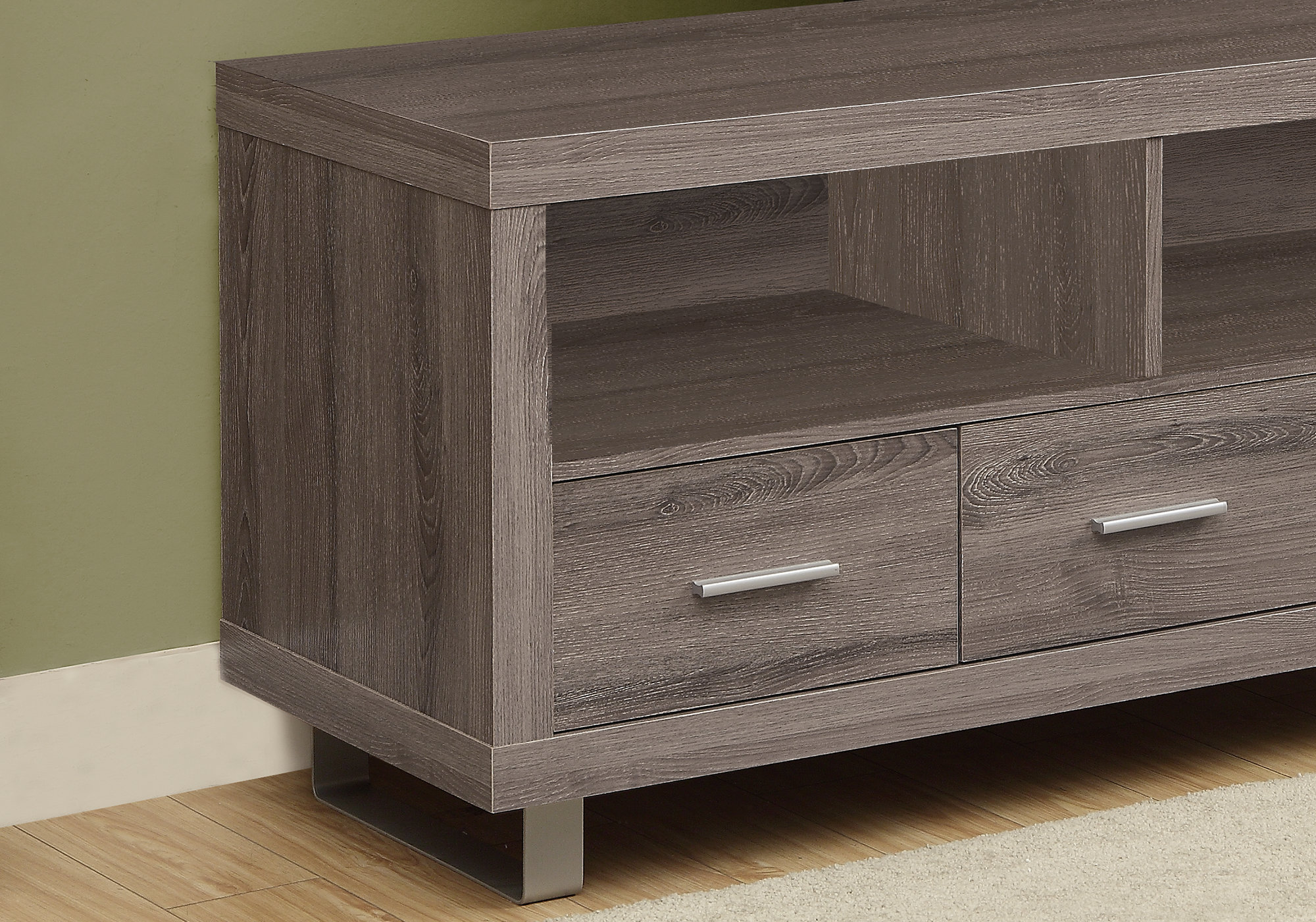 TV STAND - 48" L / DARK TAUPE WITH 3 DRAWERS